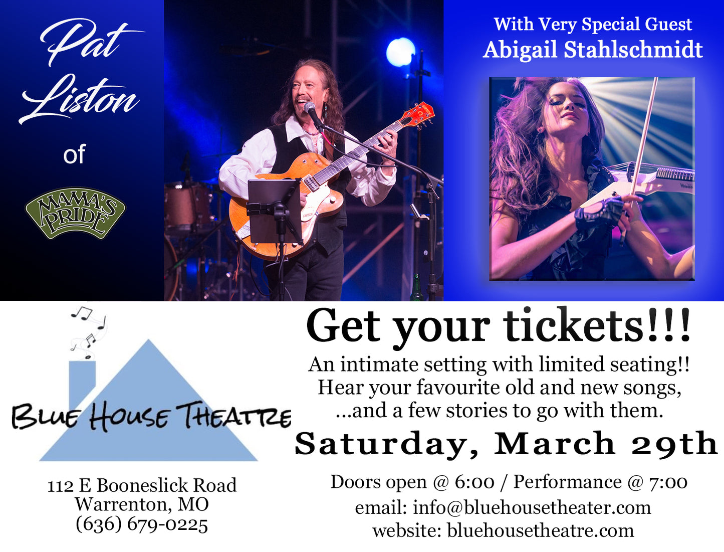 2025-03-29 PAT LISTON W/ Special Guest Abby Stahlschmidt - Saturday March 29th - Doors 6:00pm